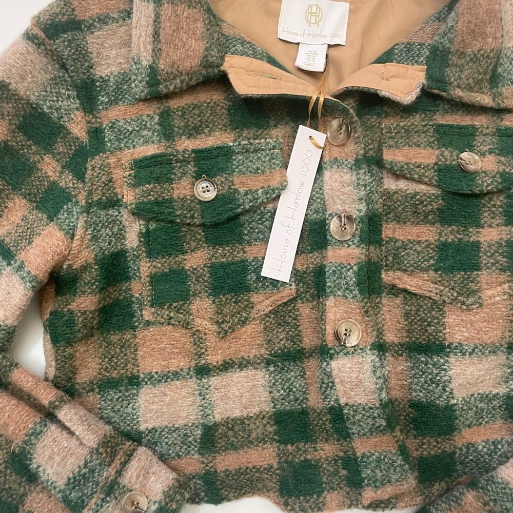 NWT House of Harlow 1960 Cropped Plaid Jacket Size M - Picture 3 of 11